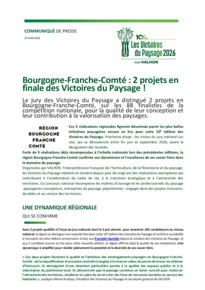 VF BOURGOGNE CP Victoires Paysage 2026 Candidats en finale