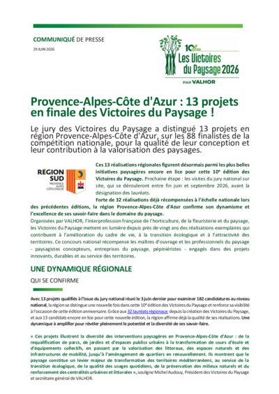 VF PACA CP Victoires Paysage 2026 nomines